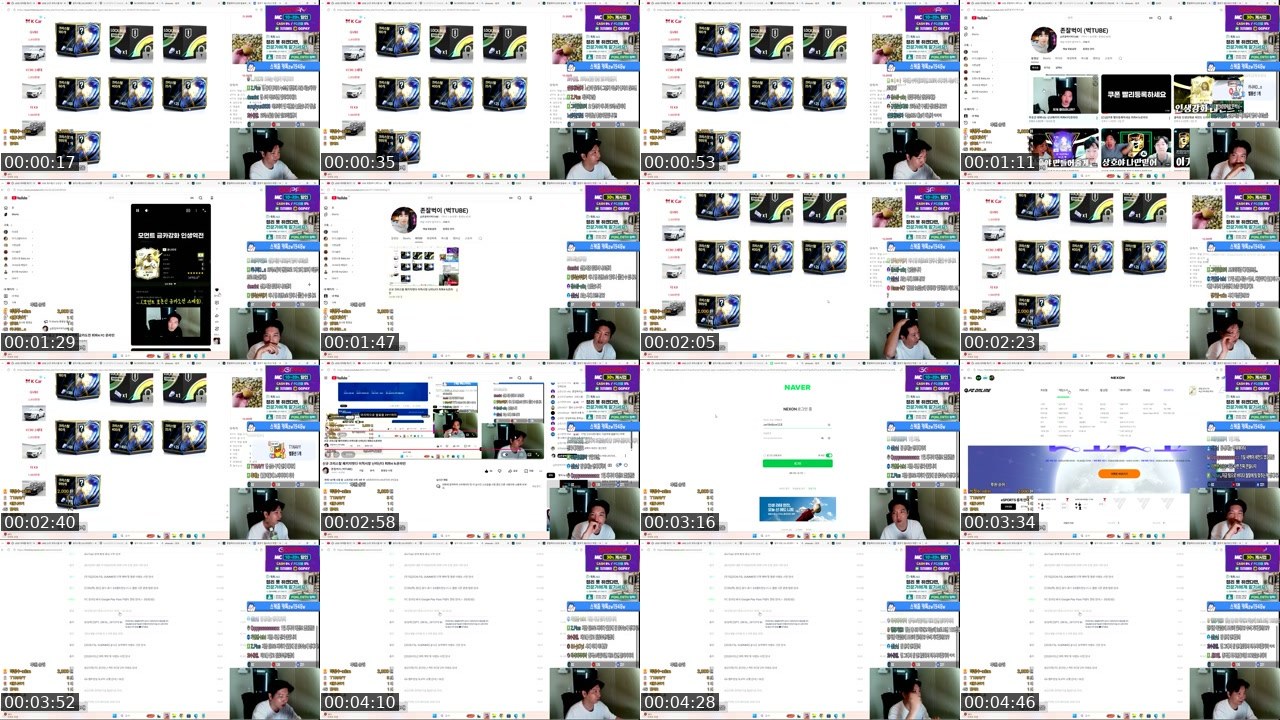 Contact-sheet preview of 존잘벅이123's SOOP Live recording