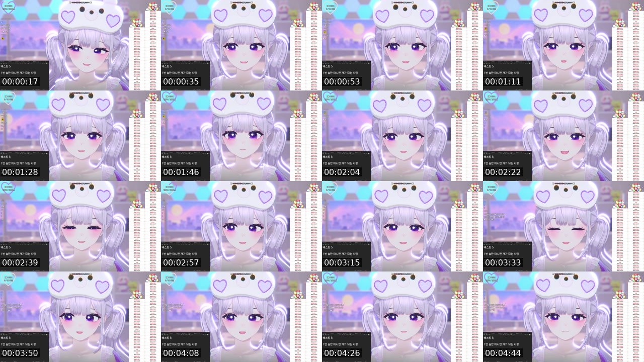 Contact-sheet preview of 삐삐♪'s SOOP Live recording