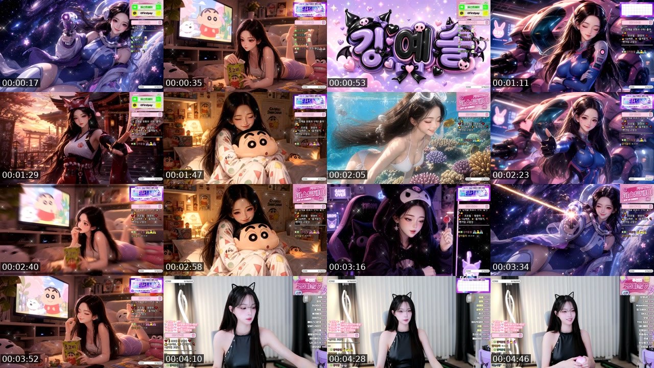 Contact-sheet preview of 깅예솔's SOOP Live recording