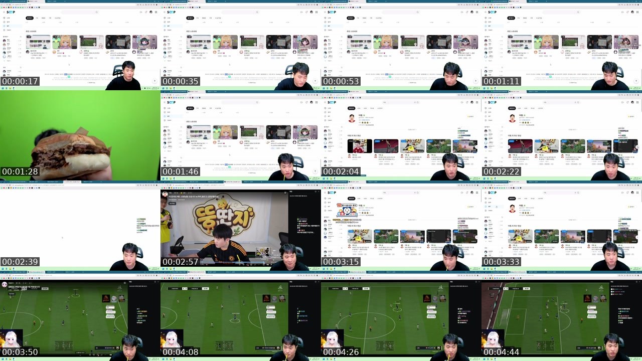 Contact-sheet preview of 울산큰고래's SOOP Live recording