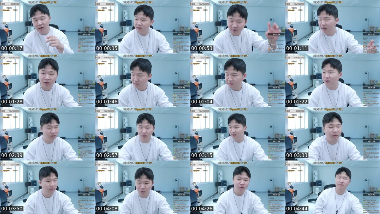 Contact-sheet preview of 전석탄's SOOP Live recording