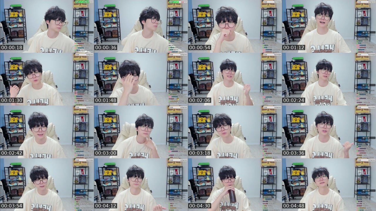 Contact-sheet preview of 오뀨!'s SOOP Live recording