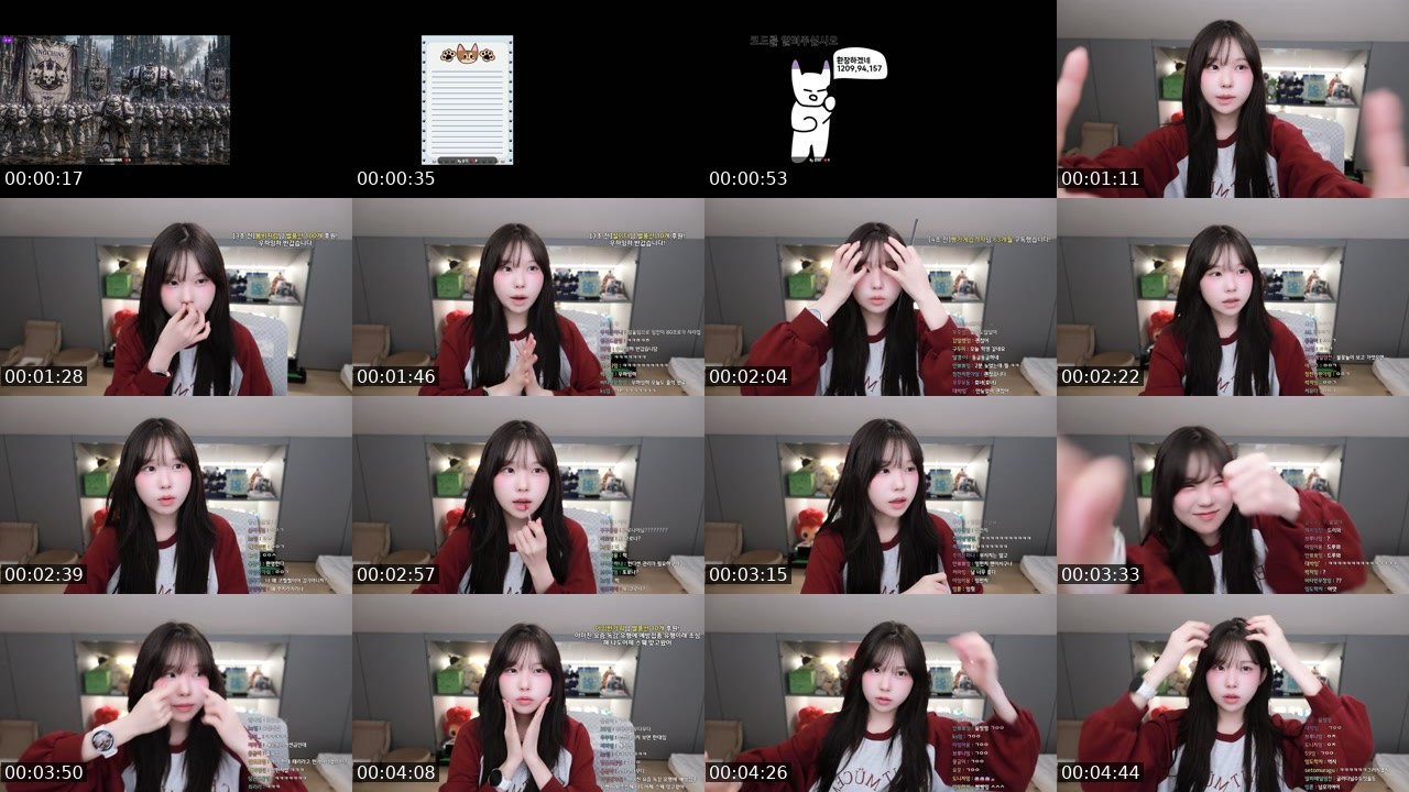 Contact-sheet preview of 우정잉's SOOP Live recording