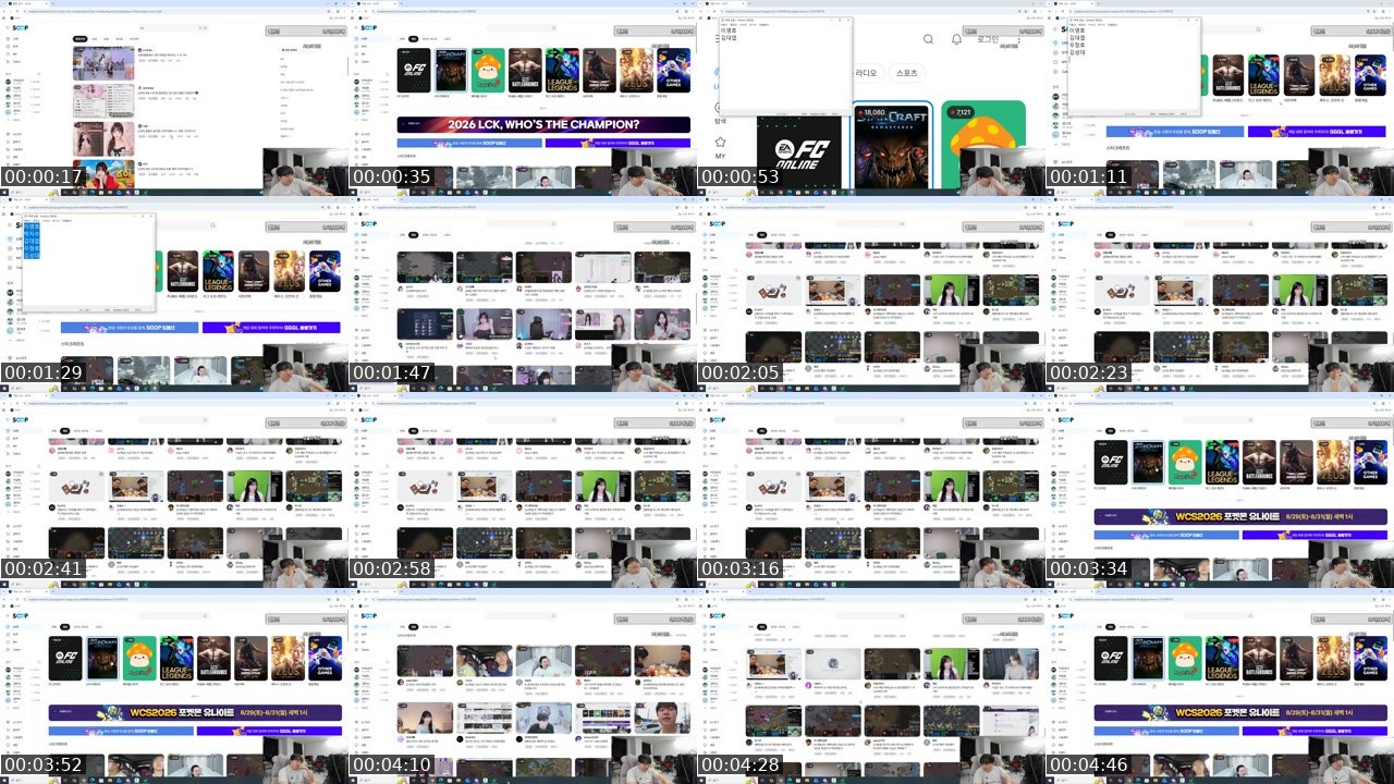 Contact-sheet preview of Action김성대's SOOP Live recording