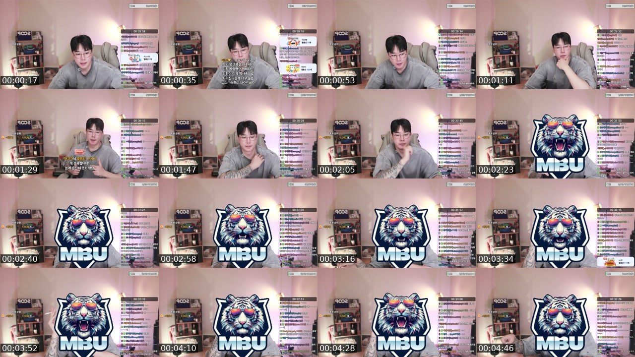 Contact-sheet preview of 虎마예준虎's SOOP Live recording