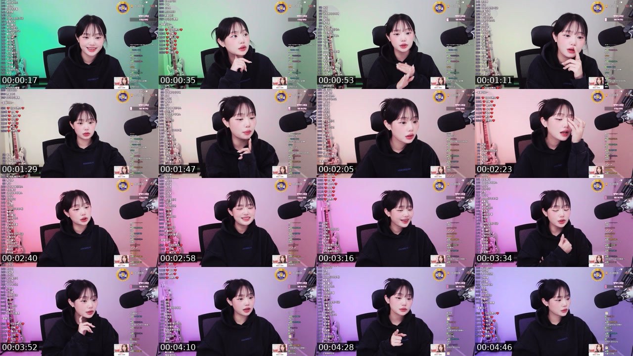 Contact-sheet preview of 백다연's SOOP Live recording