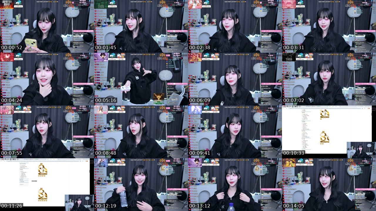 Contact-sheet preview of 뮤링♥'s SOOP Live recording